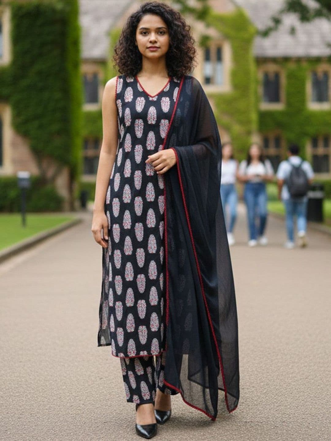 Varanga Women Ethnic Motifs Printed Regular Pure Cotton Kurta with Trousers & With Dupatta thumbnail 7