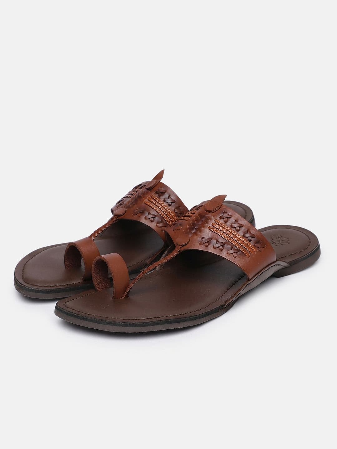 House of Pataudi Men Leather Kohlapuri Comfort Sandals thumbnail 2