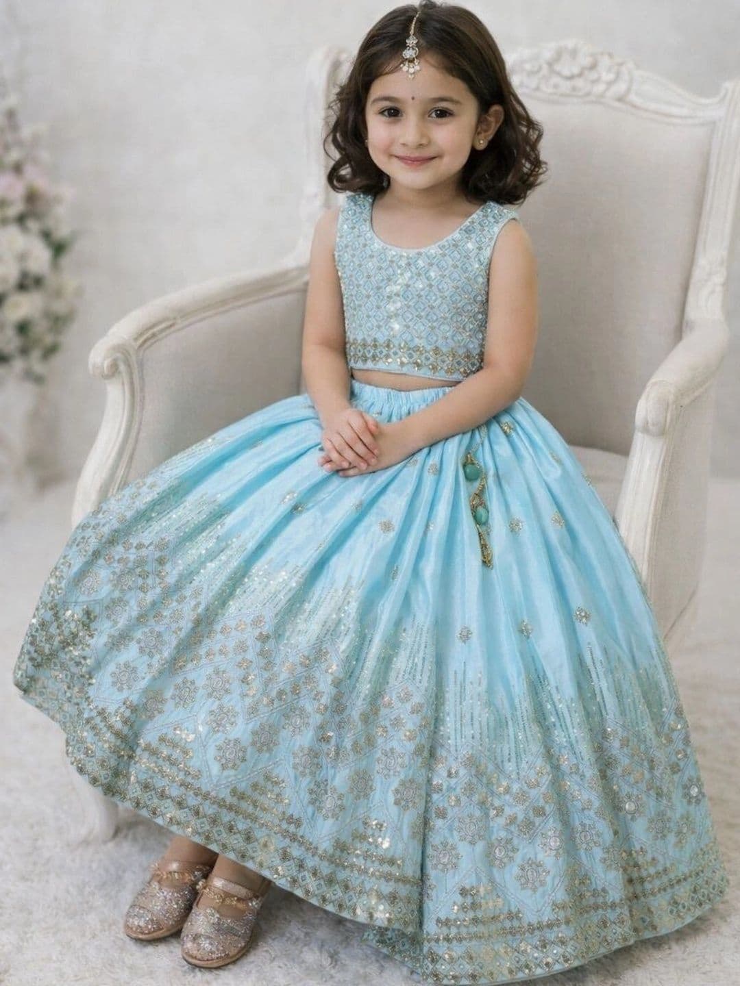 Moda Rapido Girls Embellished Sequinned Ready to Wear Lehenga & Blouse With Dupatta thumbnail 3