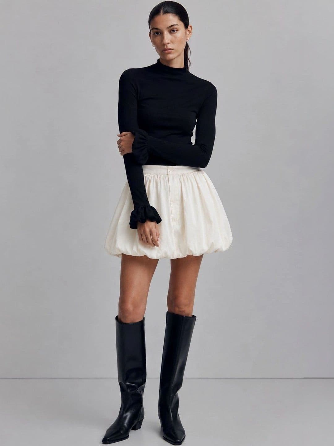 Cation Women Pure Cotton Mini Balloon Skirt thumbnail 3