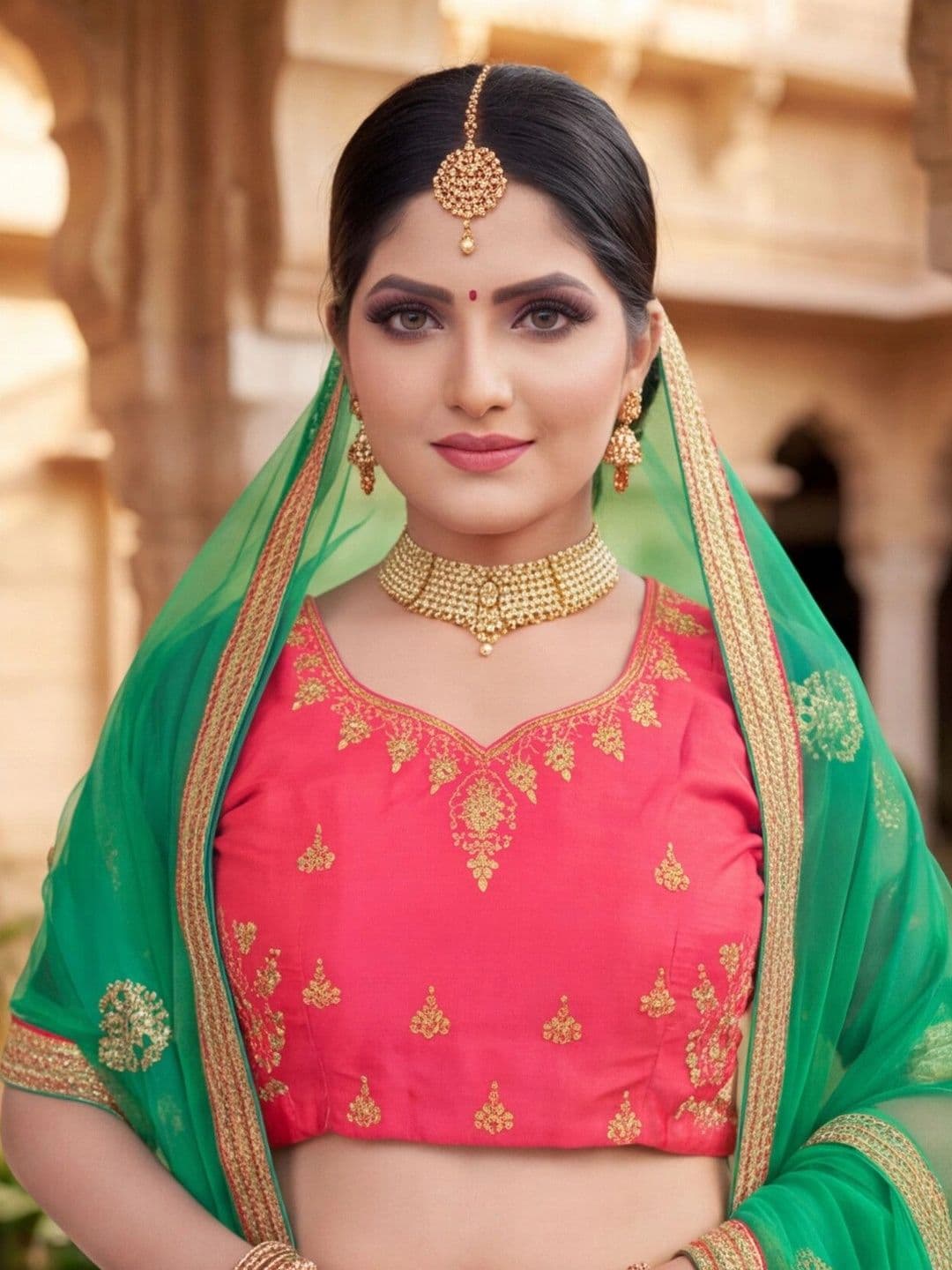 Sangria Embroidered Semi-Stitched Lehenga & Unstitched Blouse With Dupatta thumbnail 4