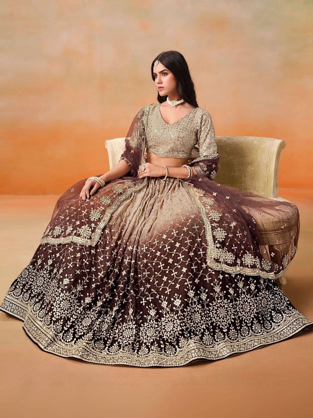 Zeel Clothing Embellished Sequinned Semi-Stitched Lehenga & Unstitched Blouse With Dupatta thumbnail 2