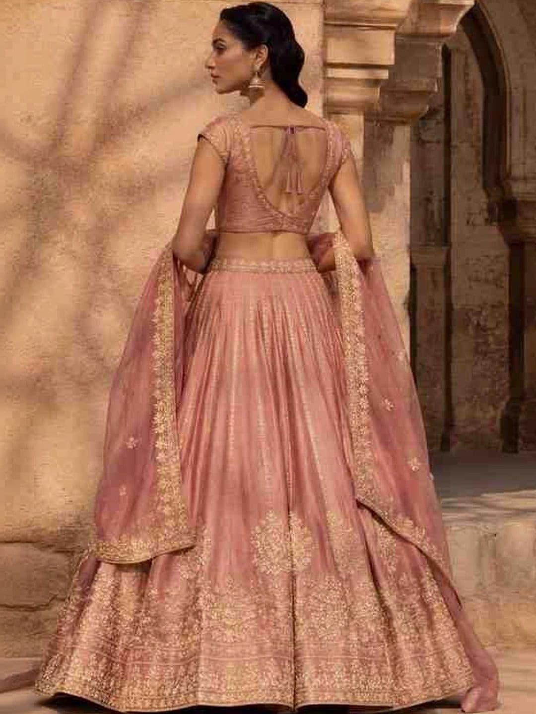 Sangria Embroidered Semi-Stitched Lehenga & Unstitched Blouse With Dupatta thumbnail 2