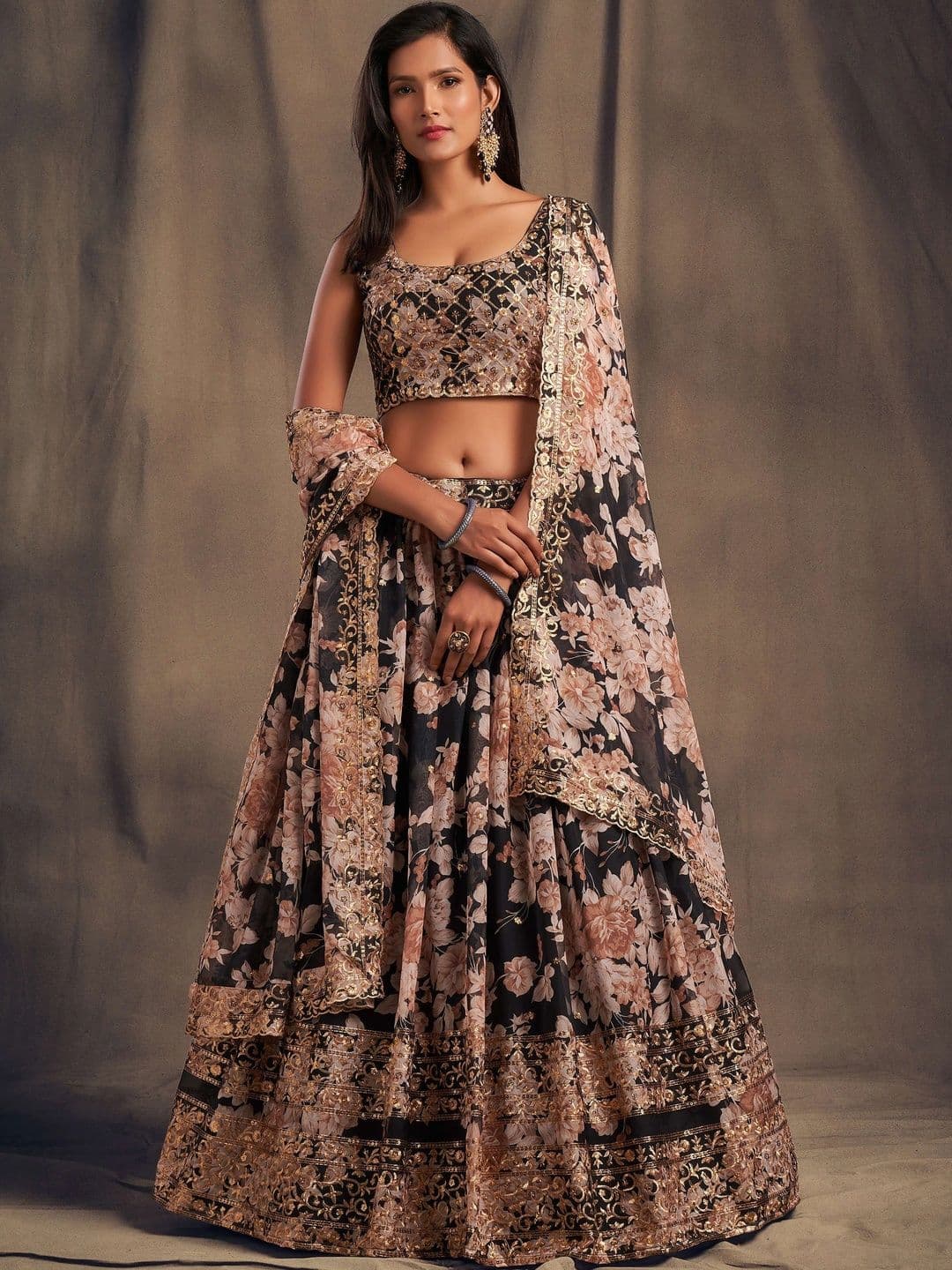 Zeel Clothing Embellished Sequinned Semi-Stitched Lehenga & Unstitched Blouse With Dupatta - view 1
