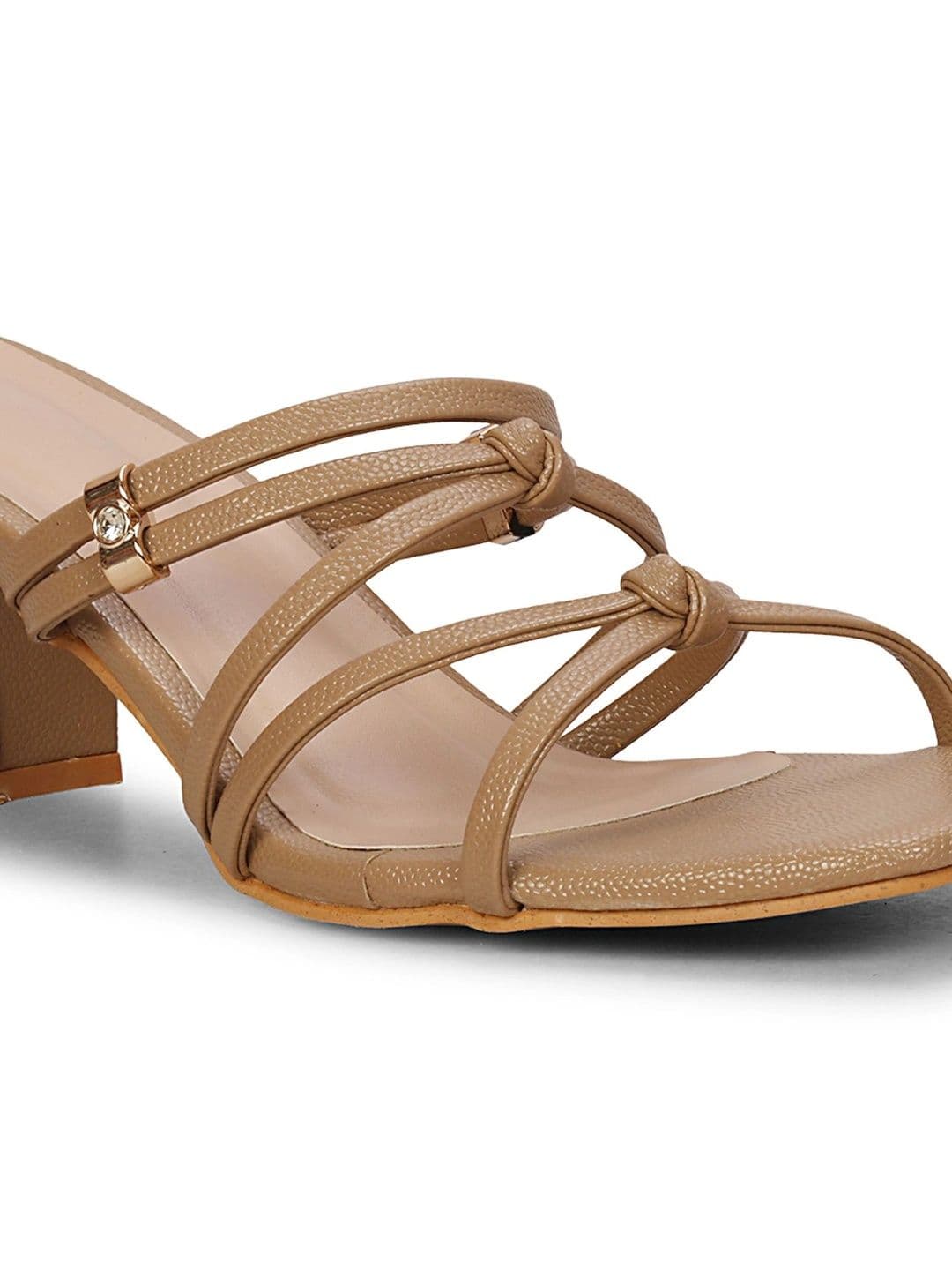 DressBerry Textured Ethnic Block Sandals with Buckles thumbnail 5