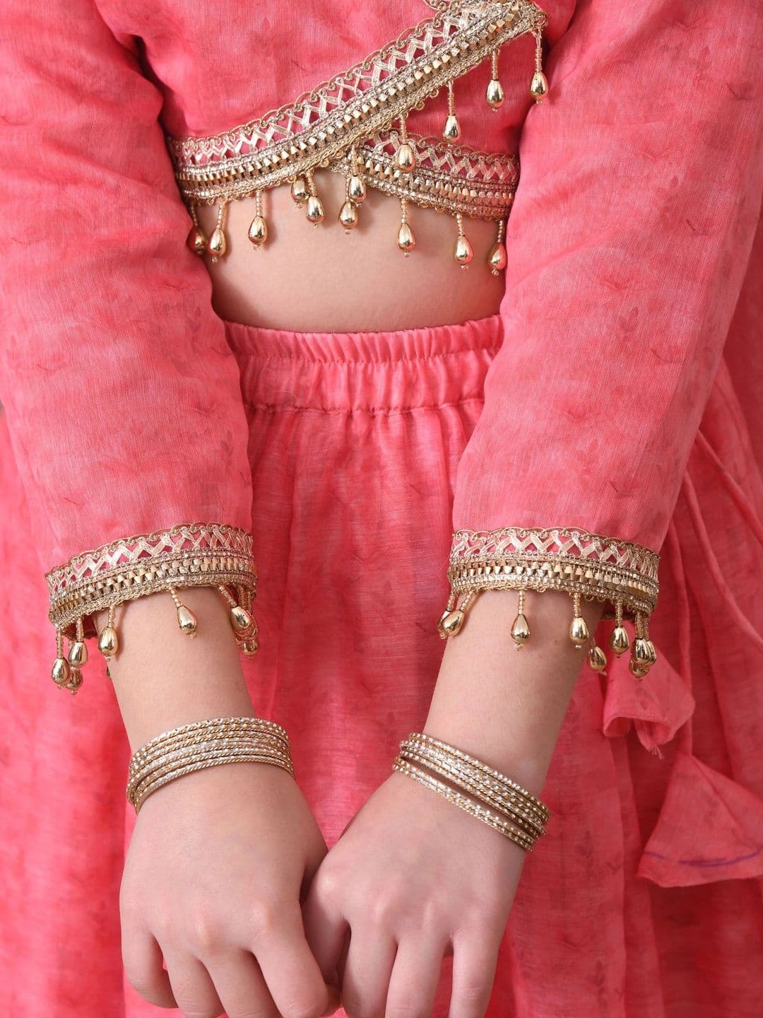 Indi-Loom Couture Girls Embellished Ready to Wear Lehenga & Blouse With Dupatta thumbnail 2