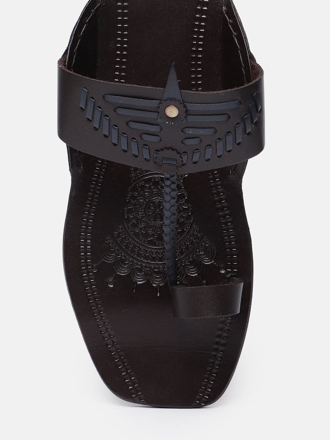 House of Pataudi Men Leather Kolhapuri Comfort Sandals thumbnail 6