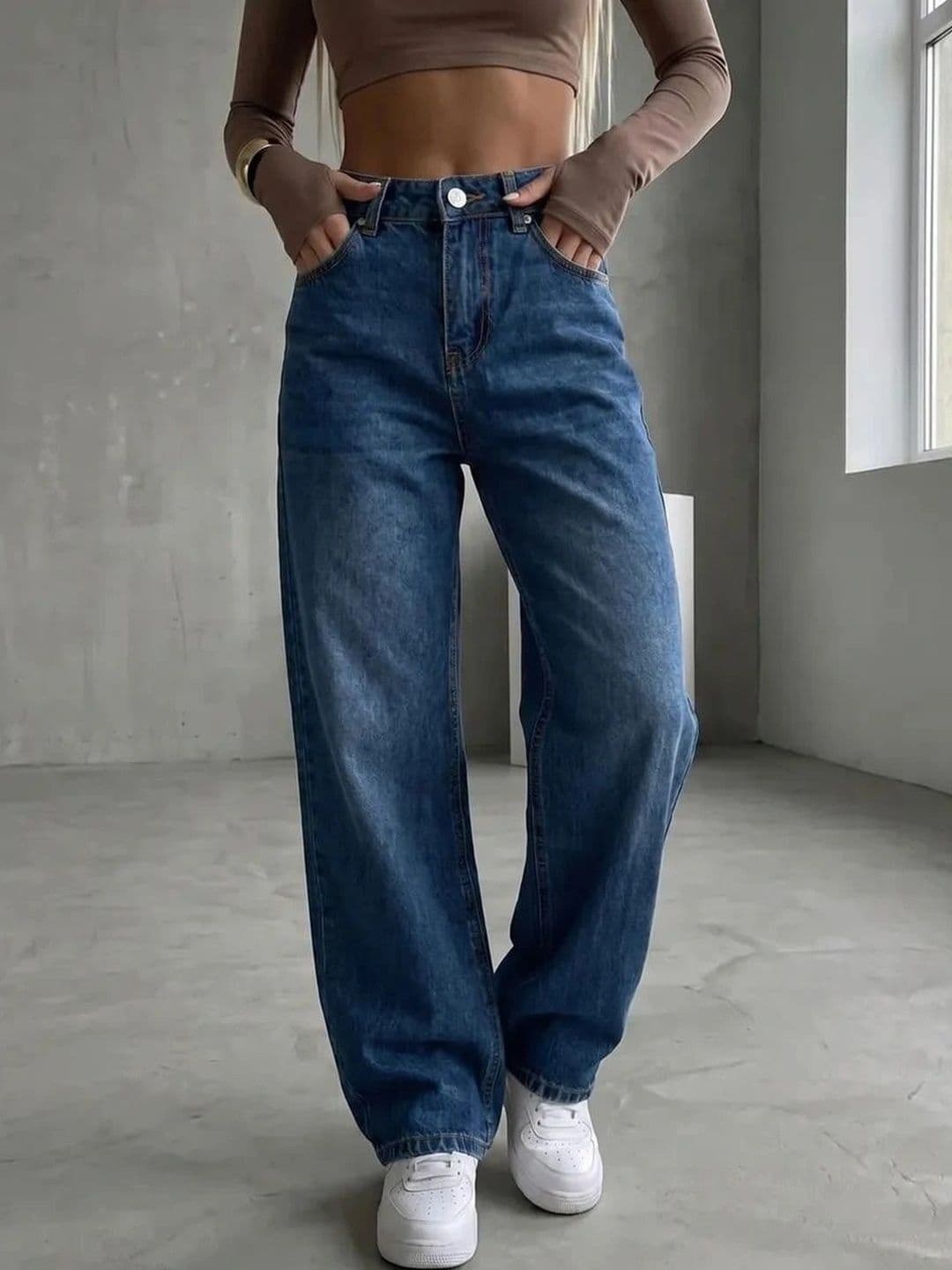 AAV2 Women Wide Leg High-Rise Stretchable Jeans thumbnail 3