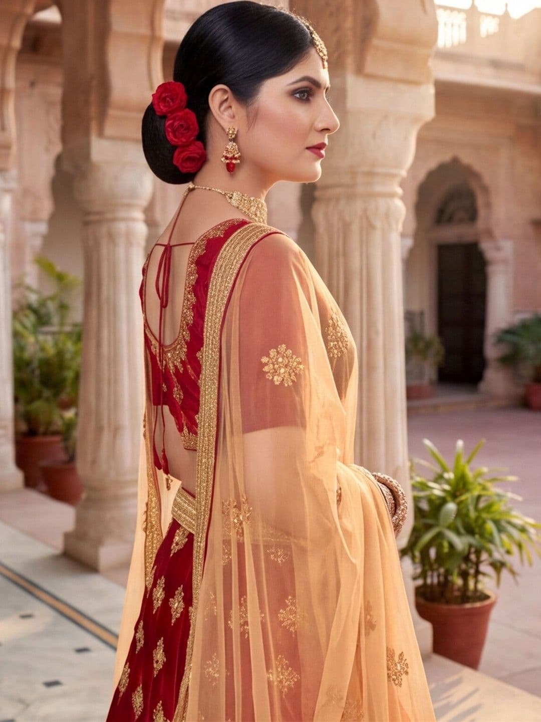 Sangria Embroidered Semi-Stitched Lehenga & Unstitched Blouse With Dupatta thumbnail 2