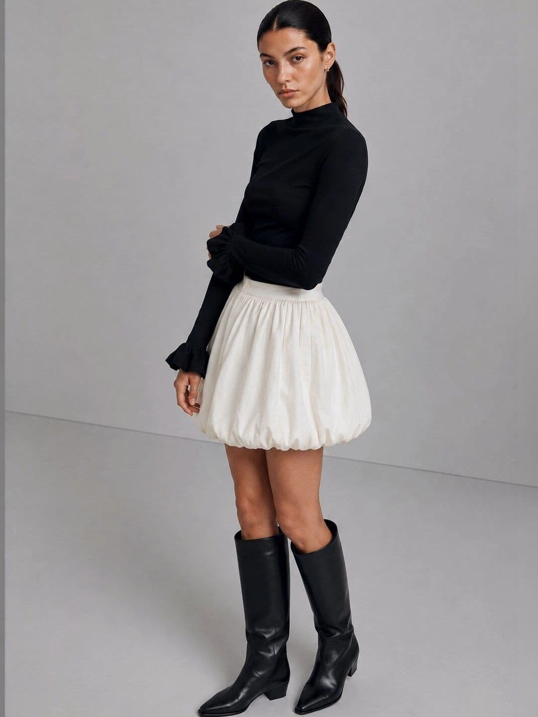 Cation Women Pure Cotton Mini Balloon Skirt thumbnail 2
