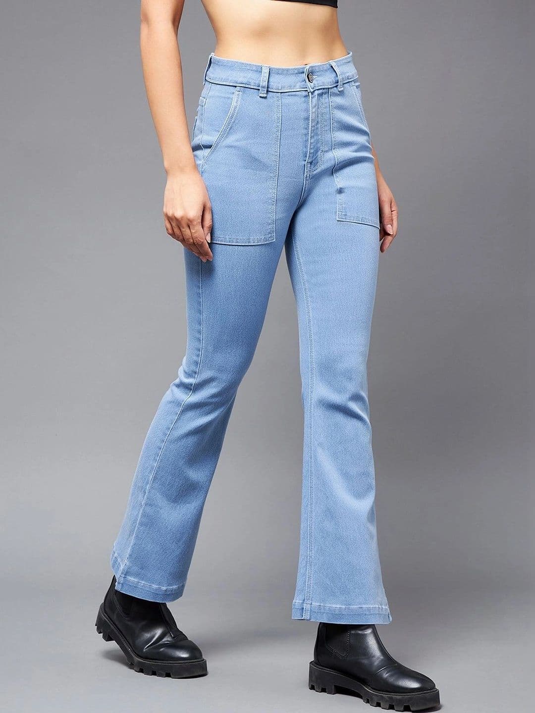 Mast & Harbour Women Bootcut High-Rise Heavy Fade Stretchable Jeans thumbnail 3