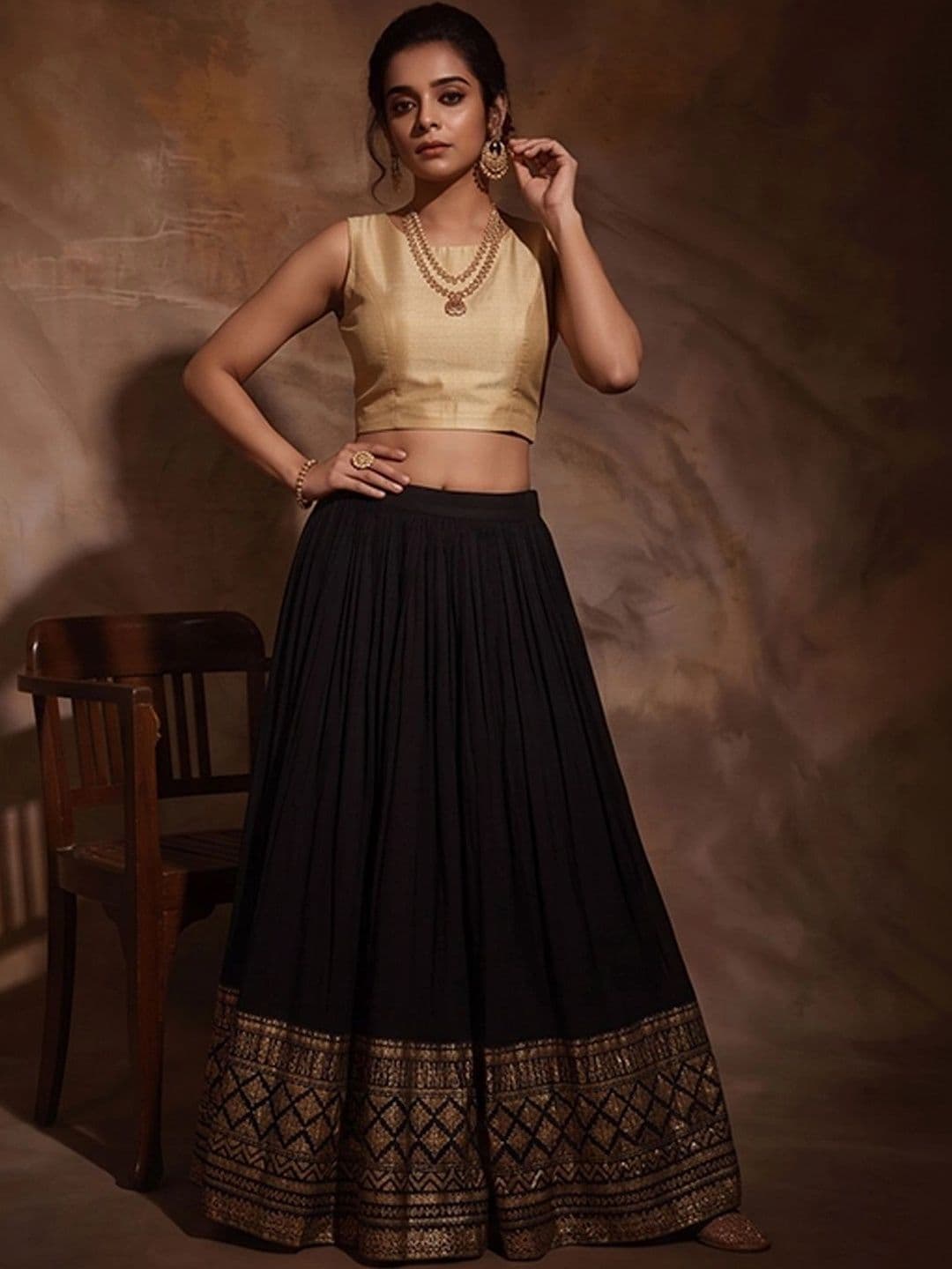 Varanga Women Pure Cotton Geometric Maxi Flared Skirt - view 1