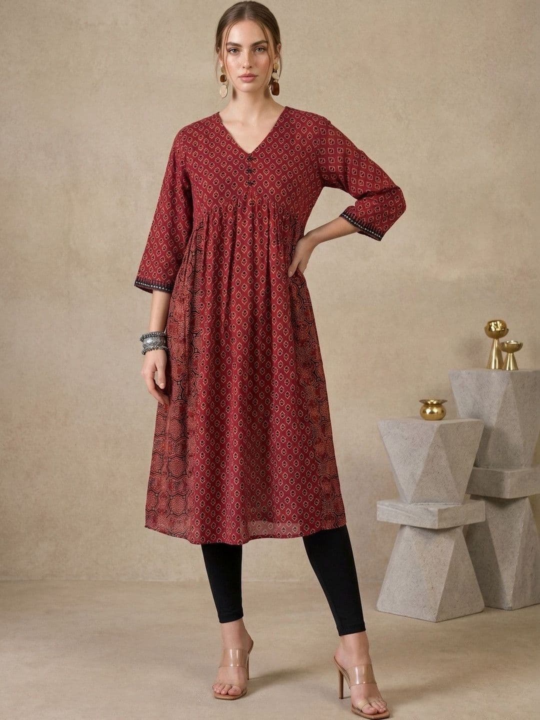 Sangria Women Geometric Printed Kurta - view 1