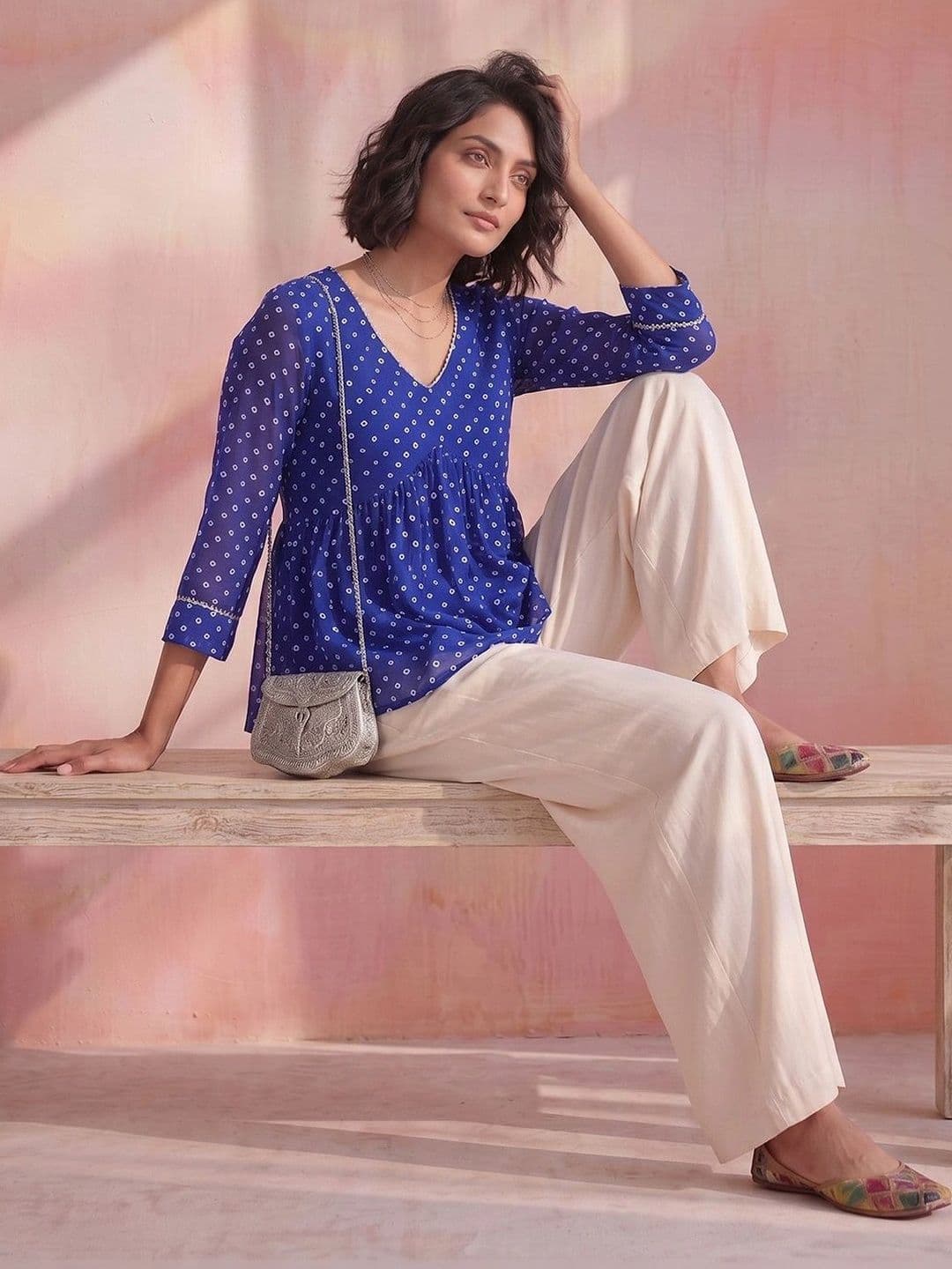 Varanga Polka Dot Print Peplum Top thumbnail 7
