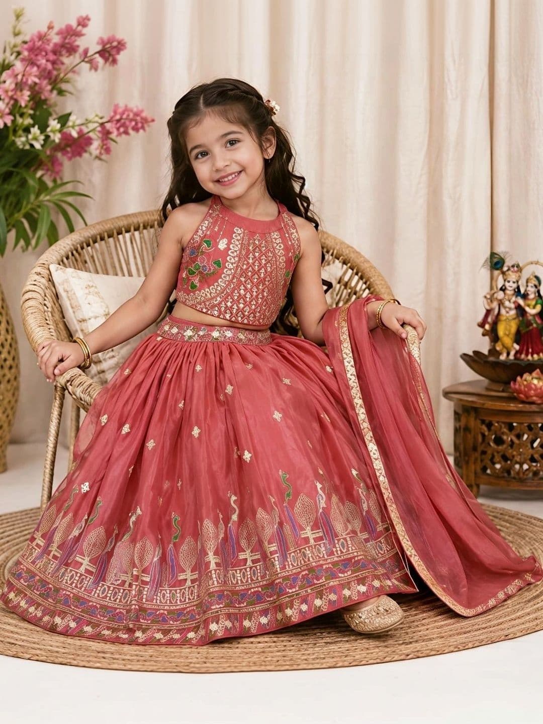 Moda Rapido Girls Embellished Mirror Work Ready to Wear Lehenga & Blouse With Dupatta thumbnail 5