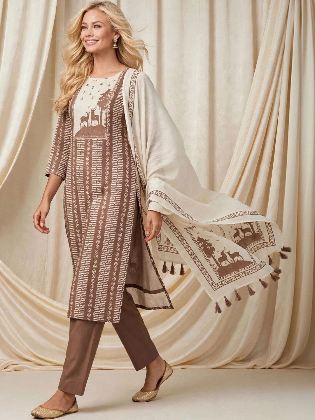 WaCraz Printed Pure Cotton Semi-Stitched Dress Material thumbnail 5