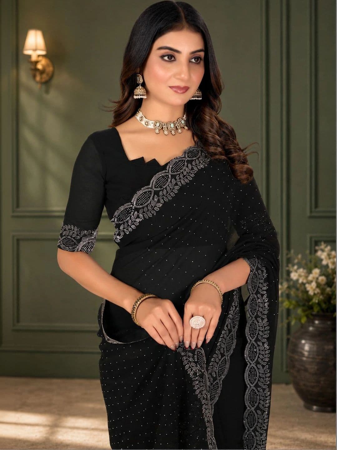 RENBRIZA Poly Georgette Saree thumbnail 4