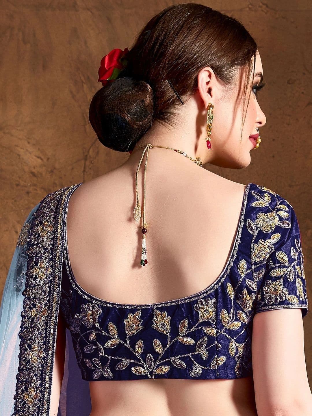 Zeel Clothing Embroidered Sequinned Semi-Stitched Lehenga & Unstitched Blouse With Dupatta thumbnail 2