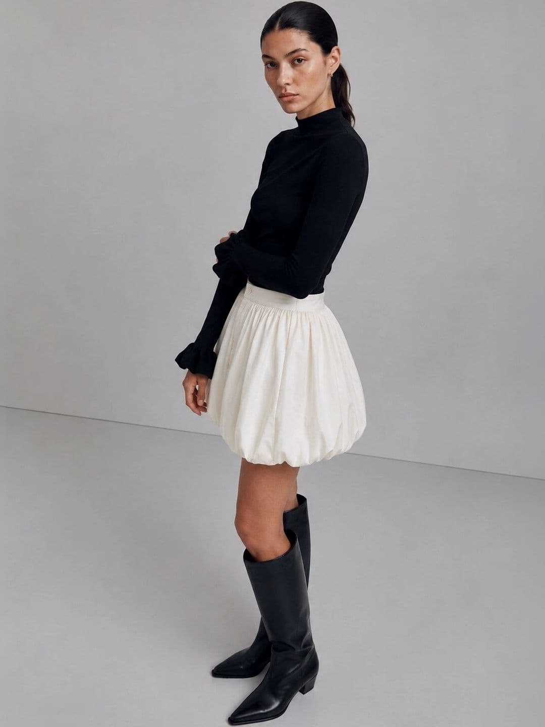 Cation Women Pure Cotton Mini Balloon Skirt thumbnail 6