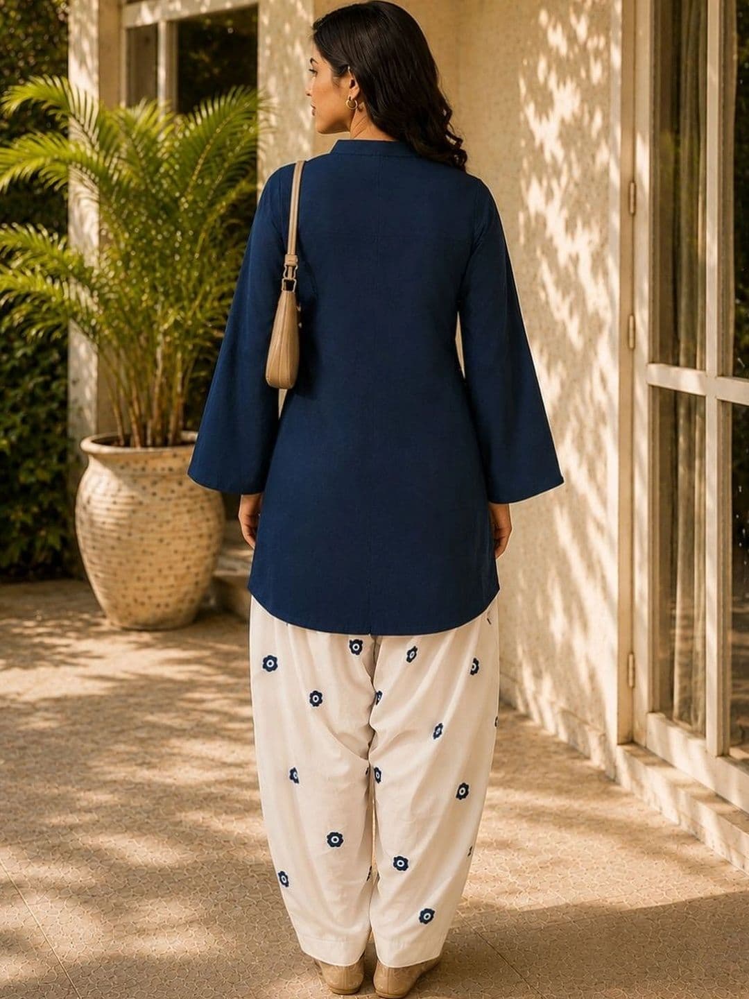 TWINS LADY Women Ethnic Motifs Regular Chanderi Cotton Kurta with Harem Pants thumbnail 5