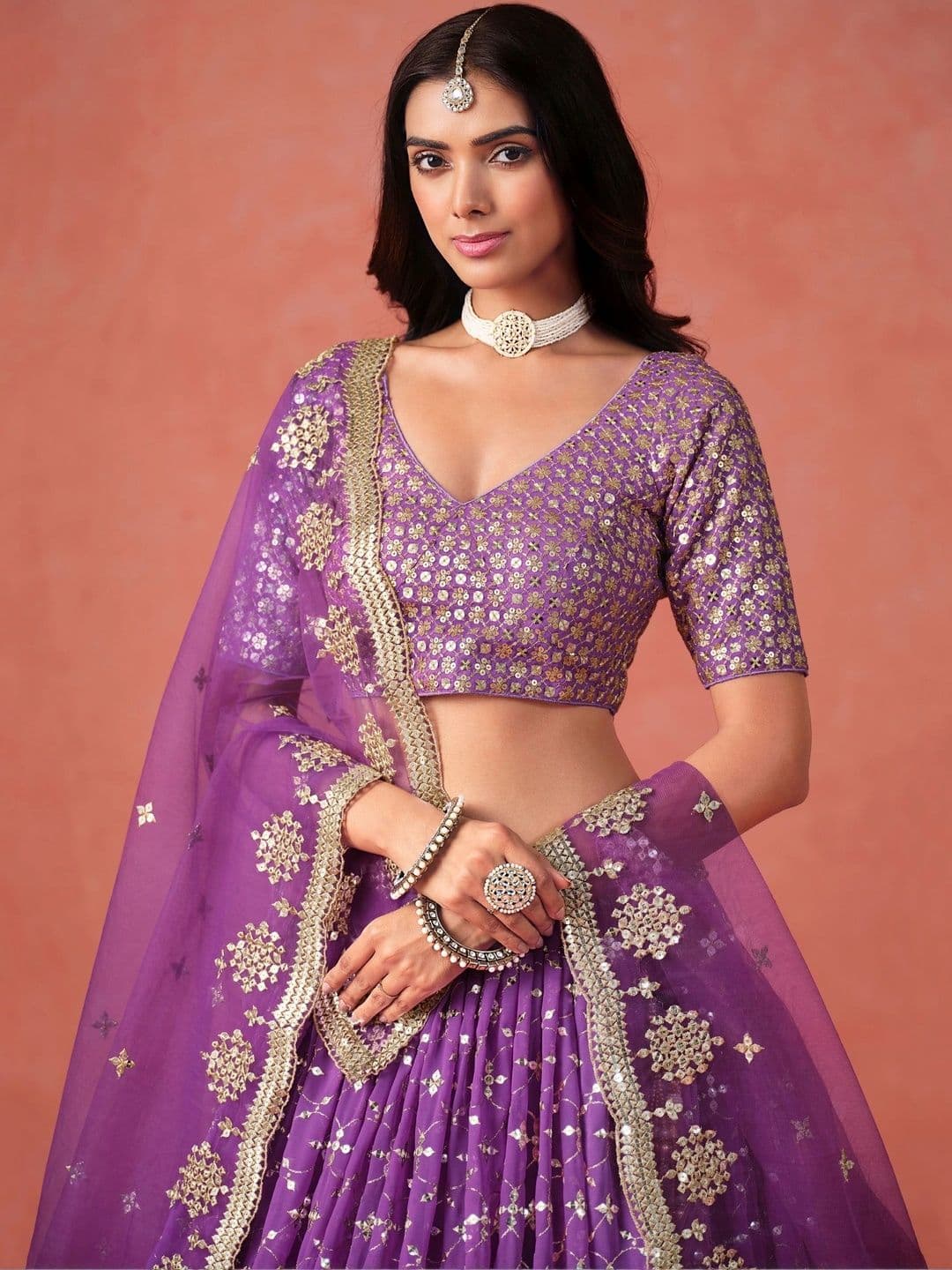 Zeel Clothing Embellished Sequinned Semi-Stitched Lehenga & Unstitched Blouse With Dupatta thumbnail 3