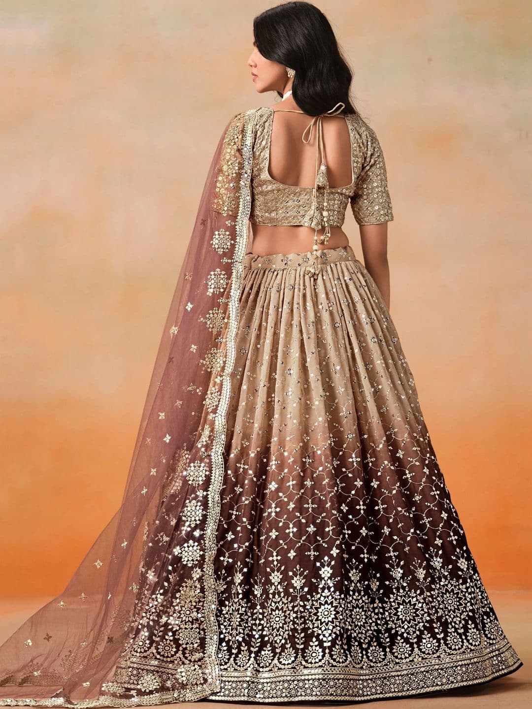 Zeel Clothing Embellished Sequinned Semi-Stitched Lehenga & Unstitched Blouse With Dupatta thumbnail 6