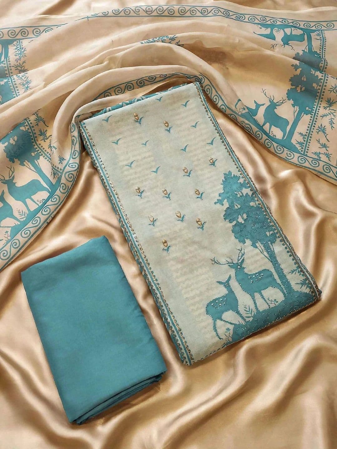 WaCraz Printed Pure Cotton Semi-Stitched Dress Material thumbnail 7