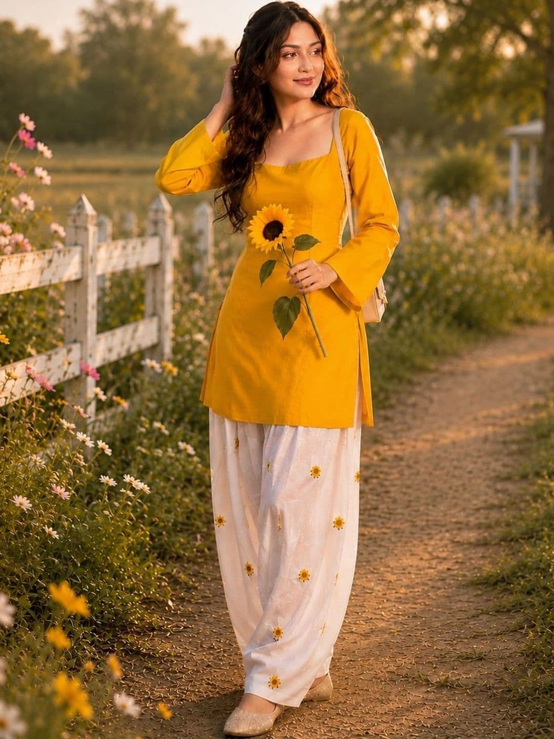 HERE&NOW Women Floral Regular Kurti with Patiala - view 1