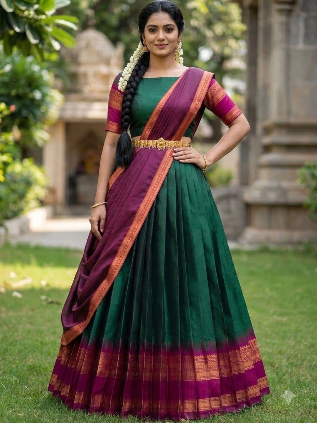 Fabcartz Semi-Stitched Lehenga & Unstitched Blouse With Dupatta thumbnail 2