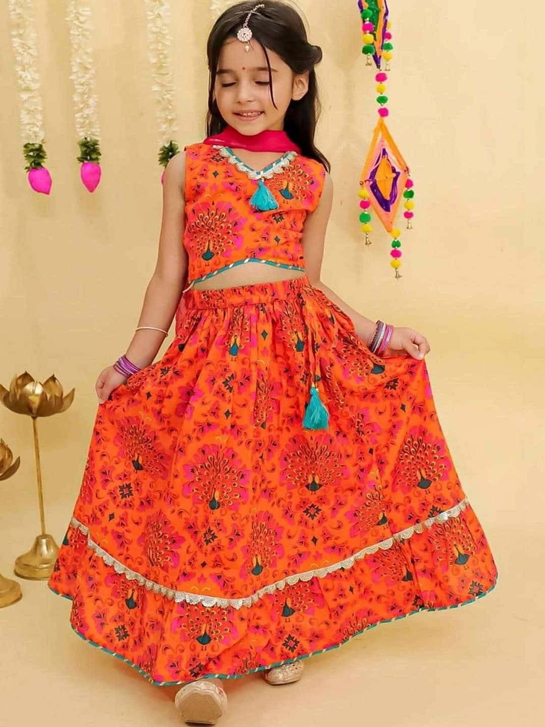 Littleblessings Girls Printed Ready to Wear Lehenga & - view 1