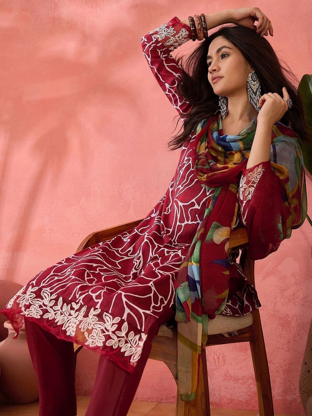 HERE&NOW Printed Pure Cotton Semi-Stitched Dress Material thumbnail 5