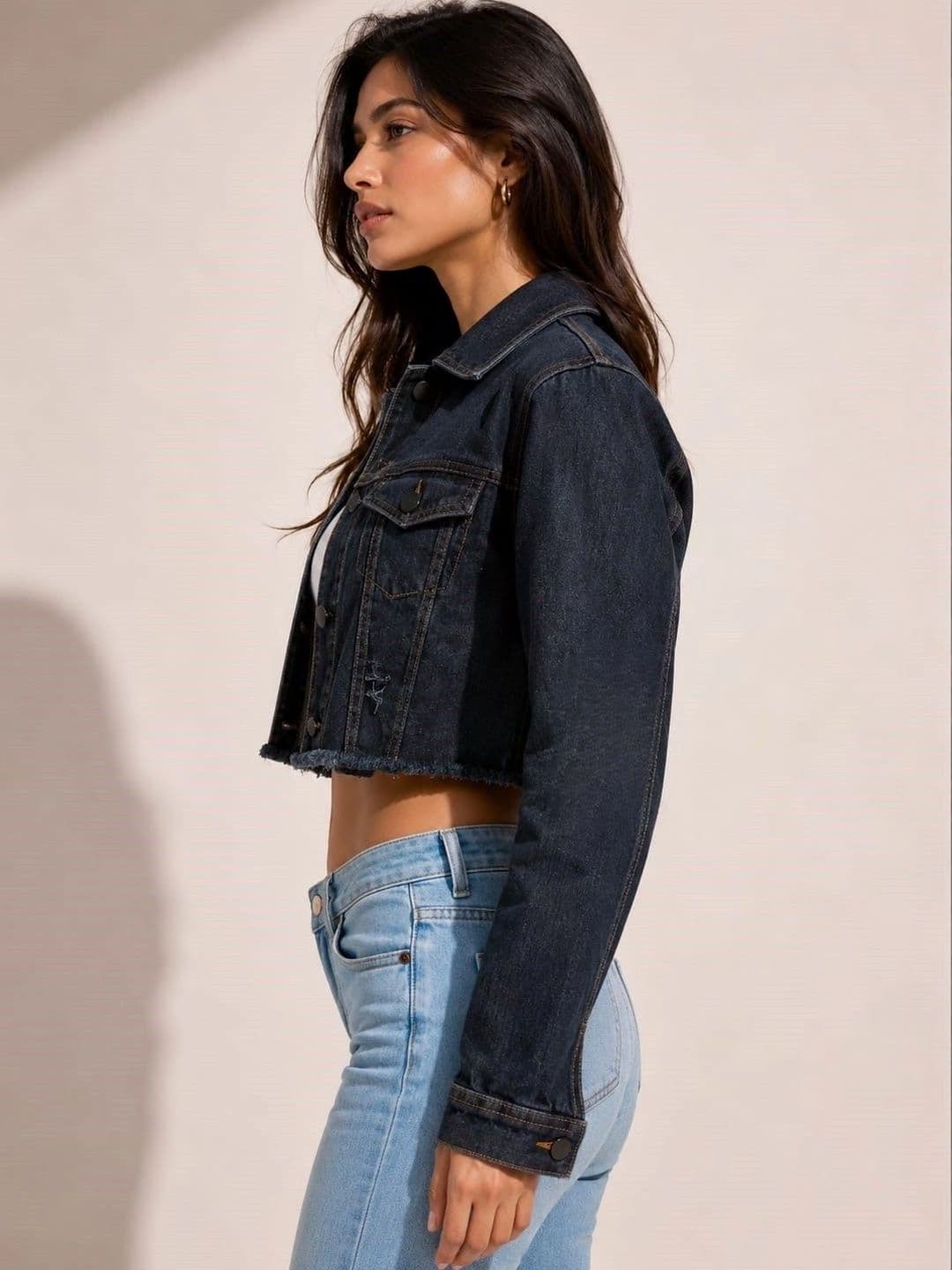 LEETOS Women Crop Denim Jacket thumbnail 2