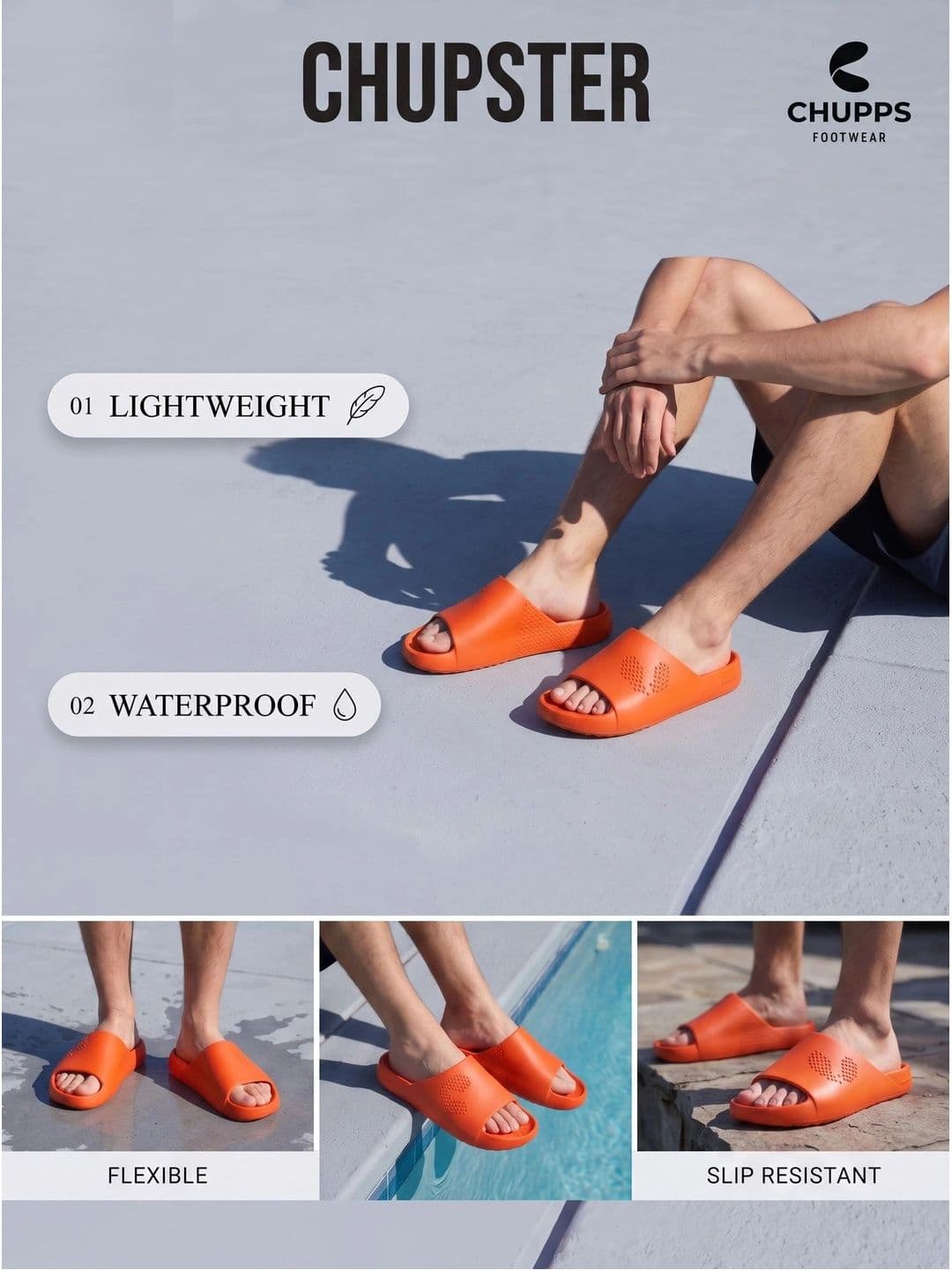 CHUPPS Men Orange Chupster Orthopedic Sliders thumbnail 6
