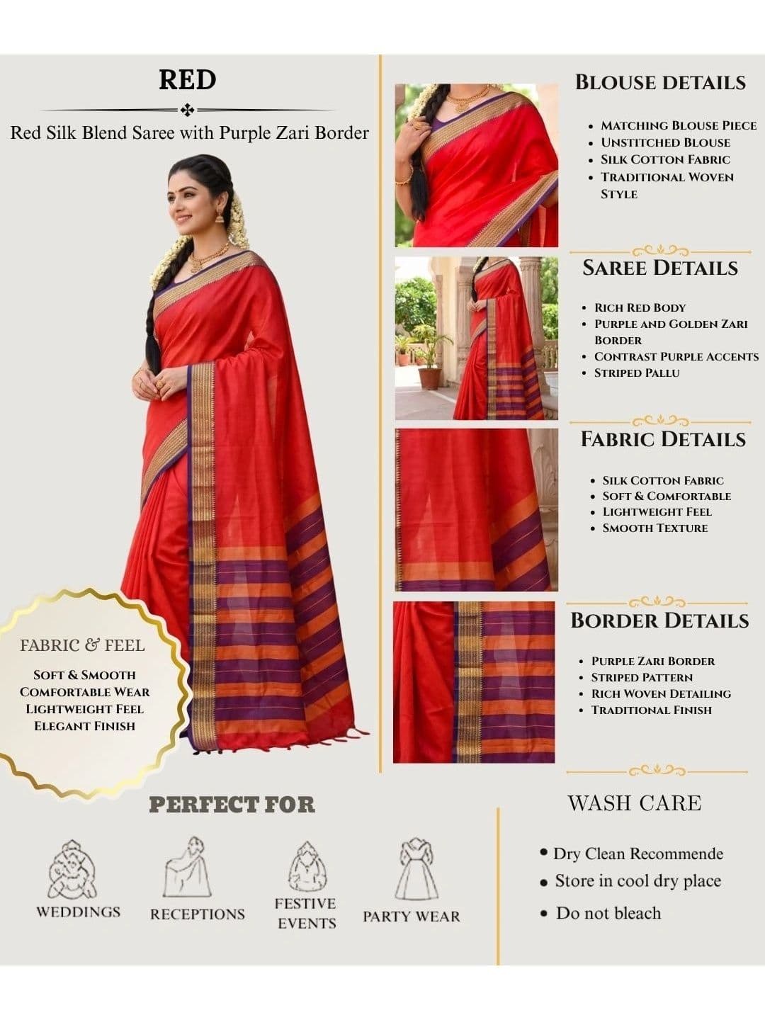 Moda Rapido Striped Zari Silk Cotton Handloom Chanderi Saree thumbnail 2