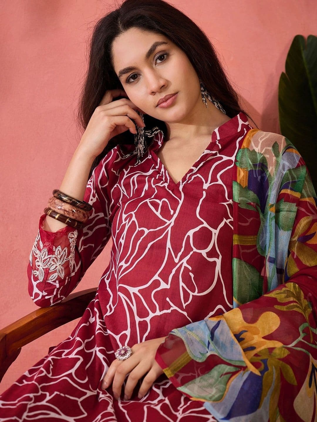 HERE&NOW Printed Pure Cotton Semi-Stitched Dress Material thumbnail 3