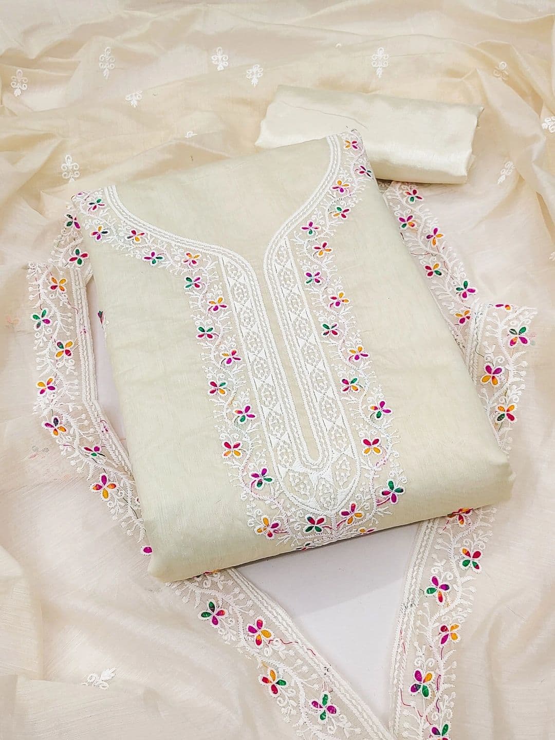HERE&NOW Embroidered Semi-Stitched Dress Material - view 1