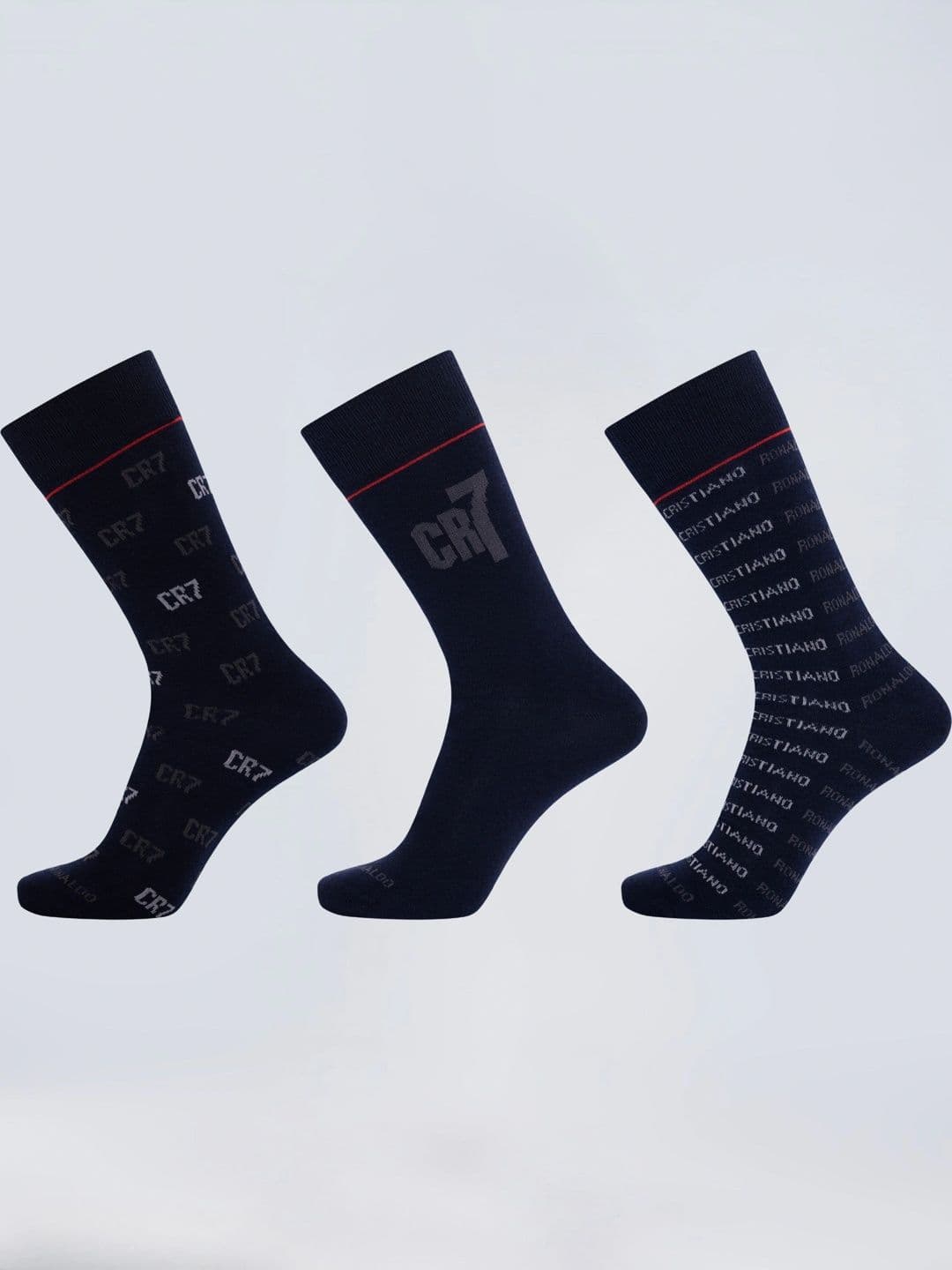 CR7 Cristiano Ronaldo Men Pack of 3 Cotton Assorted Patterned Calf Length Socks - view 1