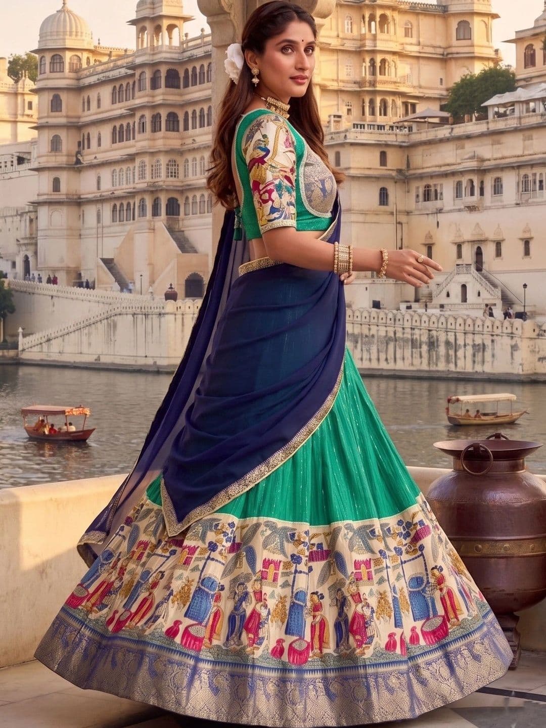 Anouk Embroidered Thread Work Semi-Stitched Lehenga & Blouse With Dupatta thumbnail 2