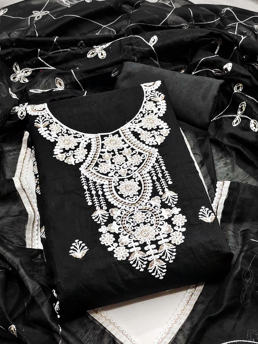 HERE&NOW Embellished Semi-Stitched Dress Material - view 1