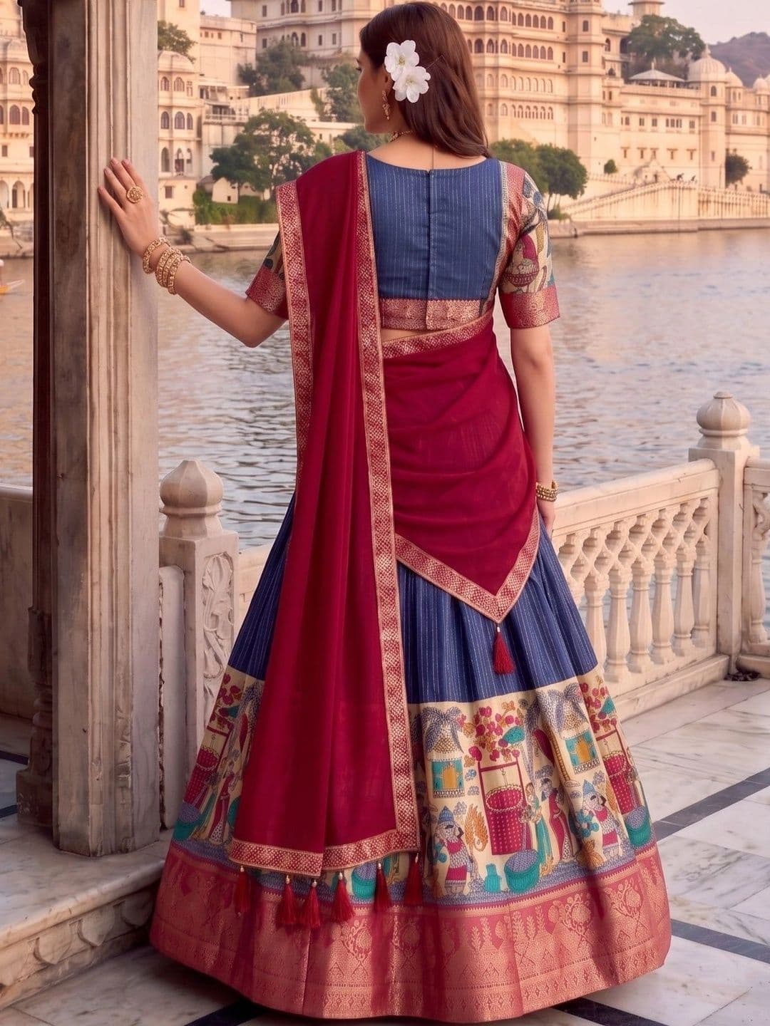 Anouk Embellished Semi-Stitched Lehenga & Blouse With Dupatta thumbnail 4