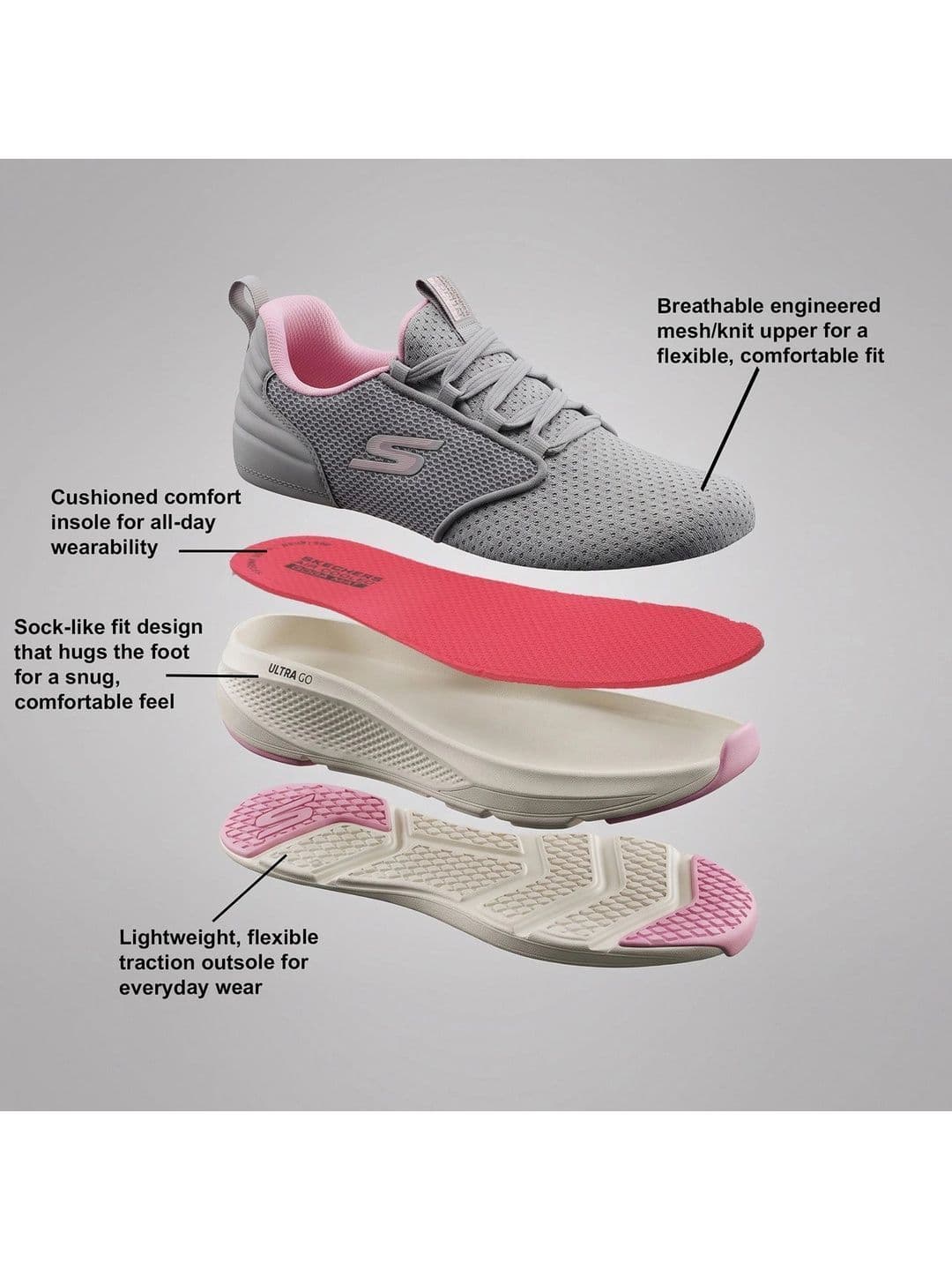 Skechers Men Go Run Elevate Non Marking Contagrip Marking Lace Ups Sports Shoes thumbnail 4