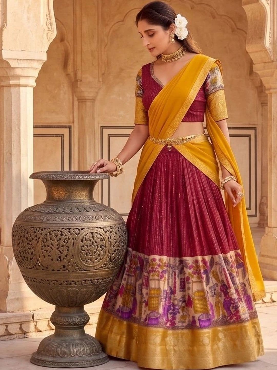 Anouk Embellished Semi-Stitched Lehenga & Blouse With Dupatta thumbnail 5
