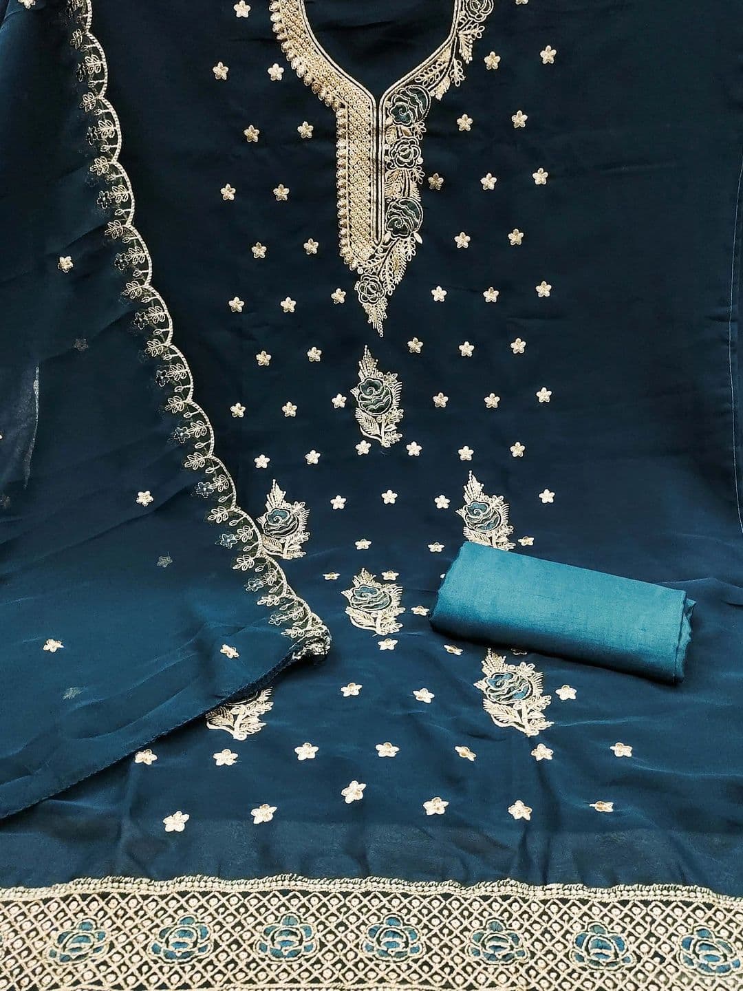 HERE&NOW Embroidered Semi-Stitched Dress Material thumbnail 3