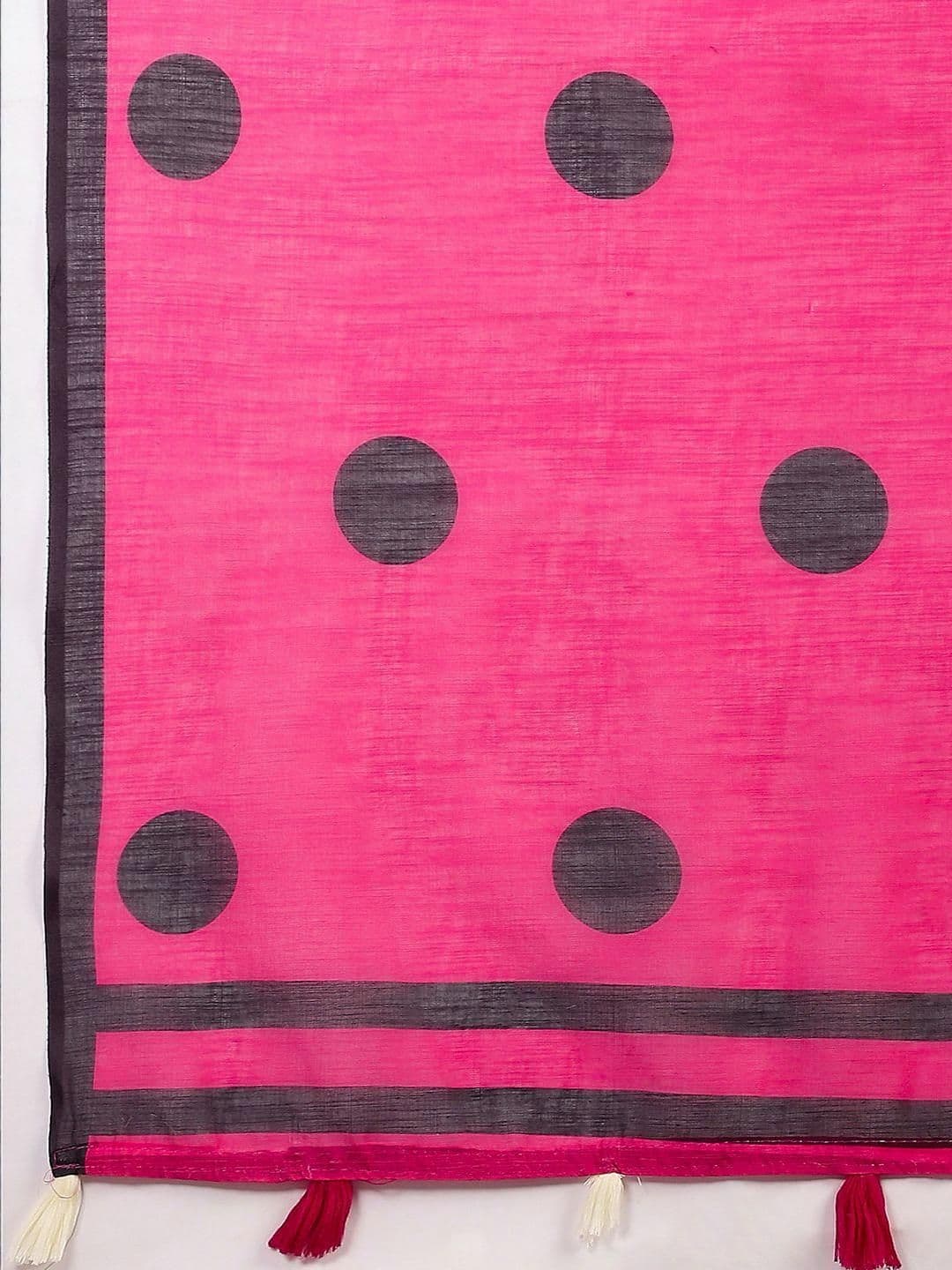 Sangria Polka Dots Printed Saree With Unstitched Blouse thumbnail 3