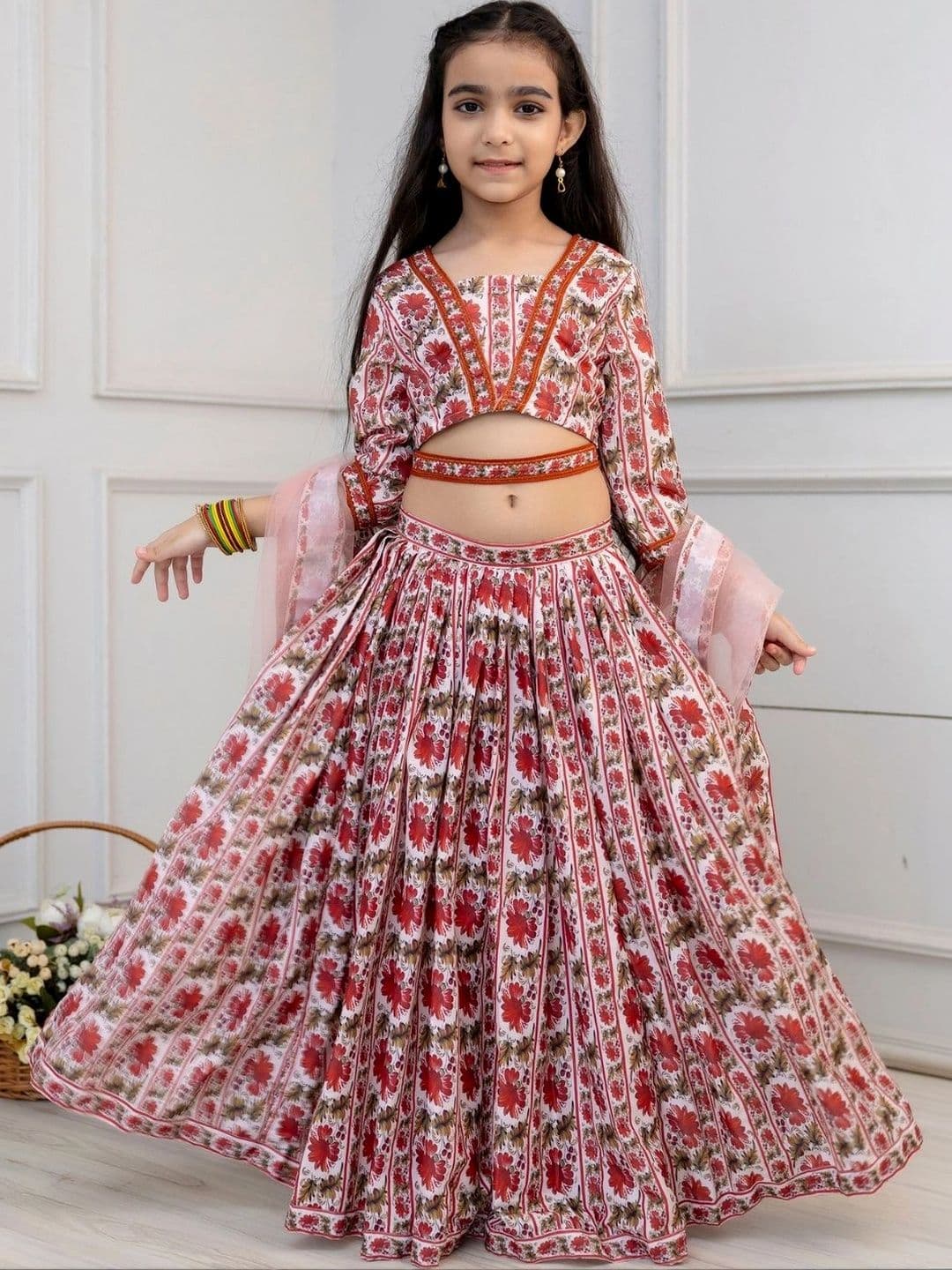 YK Girls Printed Ready to Wear Lehenga & Blouse With Dupatta thumbnail 6