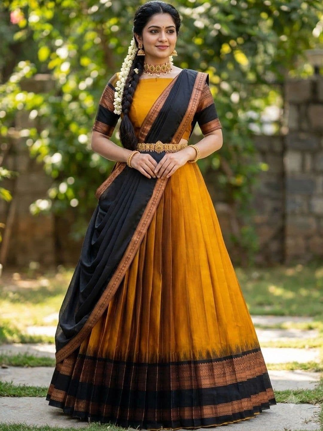 Pink Bindi Semi-Stitched Lehenga & Unstitched Blouse With Dupatta - view 1