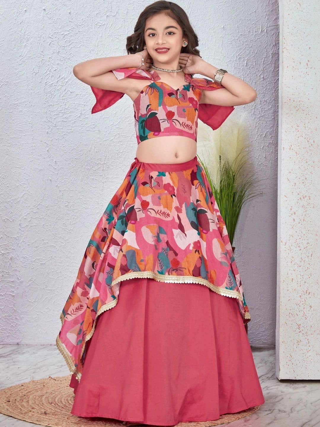 VidiRna Girls Printed Ready to Wear Lehenga & thumbnail 5