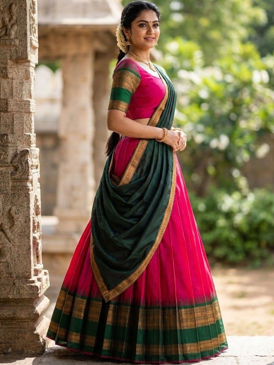 Fabcartz Semi-Stitched Lehenga & Unstitched Blouse With Dupatta thumbnail 3