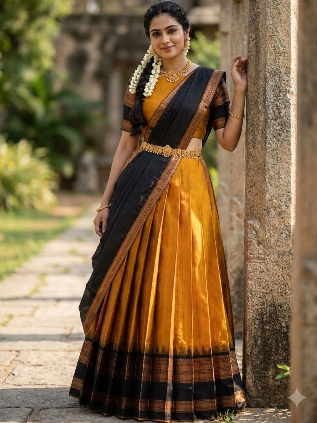 Pink Bindi Semi-Stitched Lehenga & Unstitched Blouse With Dupatta thumbnail 3