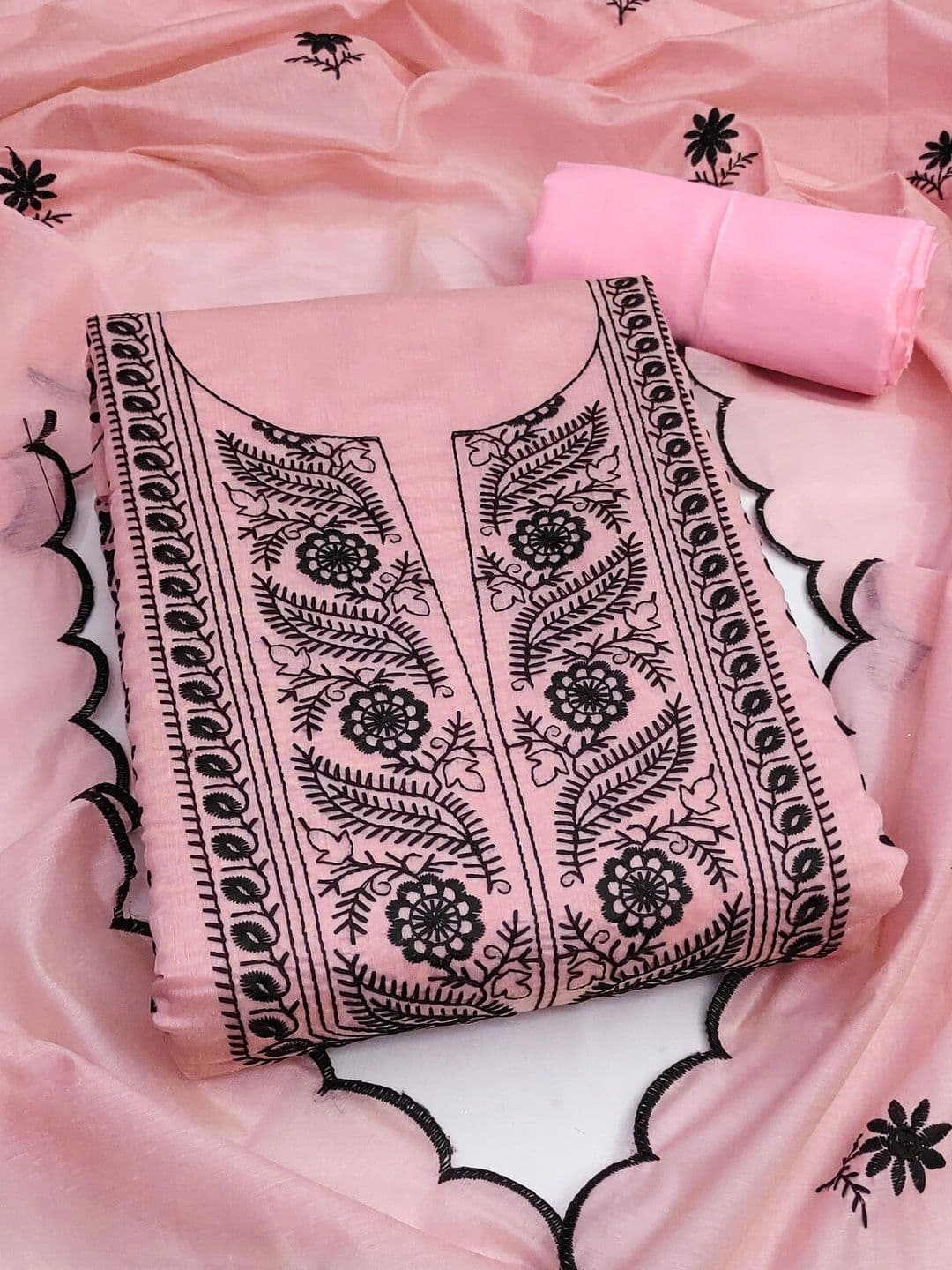 HERE&NOW Embroidered Semi-Stitched Dress Material - view 1